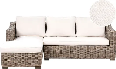 Produktbild von BELIANI Garten Ecksofa Grau aus Rattan 3-Sitzer Outdoor Couch Gartenmöbel Loungemöbel Gartensofa