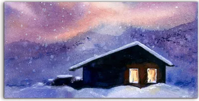 Produktbild von Coloray Canvas 100x50  Wandbild Leinwand Bilder Aquarell Weihnachten Winterlandschaft