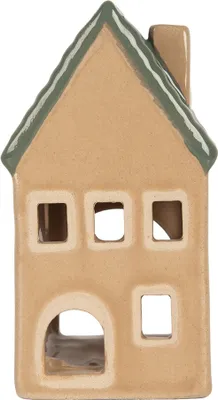 Immagine prodotto di Clayre & Eef Portacandele House 6x6x11 cm in Vetroceramica beige