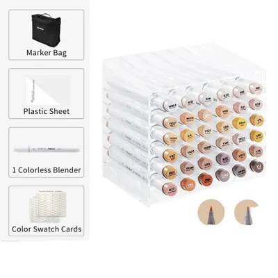 Image de Set de marqueurs d'art, 36 couleurs chair, pointes doubles, encre rechargeable , pinceau Fin 36 CLR