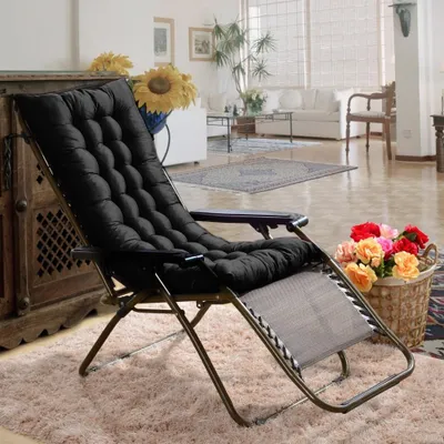 Produktbild von Livingandhome Liegenauflage 110 x 40 x 8 cm, Stuhlkissen Polster für Gartenliege Sonnenliege, Schwarz