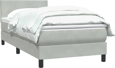 Image de Sommier à lattes de lit et matelas gris clair 90x220 cm velours