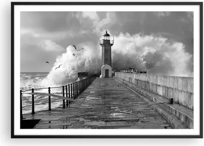Produktbild von Gerahmtes Poster - Schwarzer Rahmen - Laterne Meer Portugal - 100x70 cm - Wand Bild - Wanddeko - Wandbilder - Kunstposter - Wandposter - Bilderrahmen - Bilder - Kunstdruck - P2BAA100x70-4913