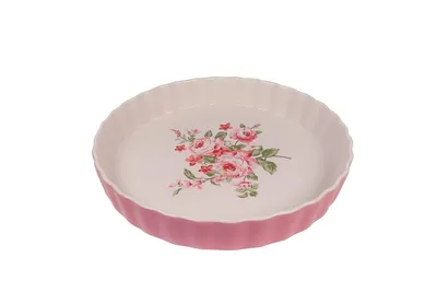 Produktbild von Backform Bella Rosa Keramik ca. 26,5 x 26,5 x 5 cm handbemalt