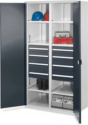 Produktbild von Kappes Schwerlastschränke mit Mitteltrennwand 1950x1000x600mm Doppelwandtüren Modell 54 anthrazitgrau
