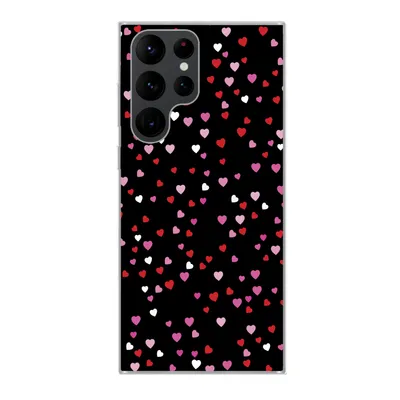 Produktbild von MuchoWow® Handyhülle Schutzhülle Hülle für Samsung Galaxy S22 Ultra Eine Illustration mit Herzen auf einem schwarzen Hintergrund Silikon Softcase Handy Hülle - Abbildung