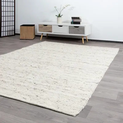 Produktbild von Steffensmeier Handwebteppich Athen | Wolle (Schurwolle), Natur, handgewebt, gewalkt, Größe: 70x130 cm Wohnzimmer und Schlafzimmer