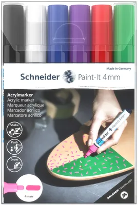 Zdjęcie produktu dla 6 Schneider Paint-It 320 V1 Acrylstifte farbsortiert 4,0 mm (120295)