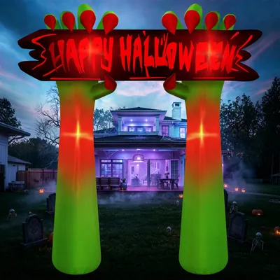 Aufblasbarer Halloween-Bogen 2,4 m mit Handbanner und LED