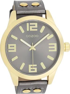Produktbild von Oozoo Leder Damen Uhr Analog Quarzuhr Armband dunkelgrau Timepieces D2UOC1084A