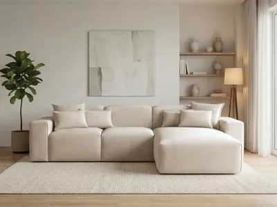 Produktbild von GrainGold Ecksofa L-Form Rechts Leni - Ecksofa fürs Wohnzimmer - Moderne Ecksofa, Wohnzimmer Ecksofa - Eckcouch Beige (Komodo 11)