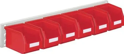 Produktbild von RasterPlan Sichtlagerkastenset H140xB920xT250mm Stahlblech/Polyethylen Ku.rot 6xGr.6 - 4202.52.5413