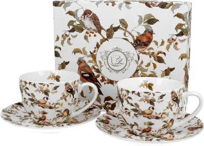 Produktbild von DUO ANIMALS 2er-Set Tassen 280 ml BIRDIES mit Untertassen, New Bone China Porzellan