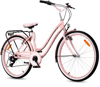 Produktbild von SUN BABY Heart Bike Mädchenfahrrad 26 Zoll, Shimano 7 Gänge Fahrrad für Mädchen V-Brake, Gepäckträger, Reflektoren (ROSA, 26 Zoll)