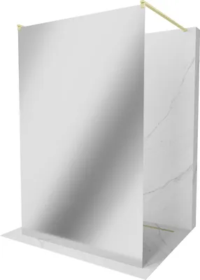 Image de Mexen Kioto paroi de douche 120 x 200 cm, miroir 8 mm, or brossé - 800-120-002-55-50