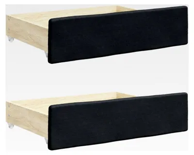 Produktbild von Bettschubladen 2 Stück, Bettkasten mit Rollen, Schubkasten für Bett, Unterbettschublade, Schwarz Holzwerkstoff Kunstleder