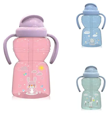 Produktbild von Baby Care Kinder Trinkflasche 325 ml Sport Sipper Trinkhalm Griffe ab 6 Monaten rosa