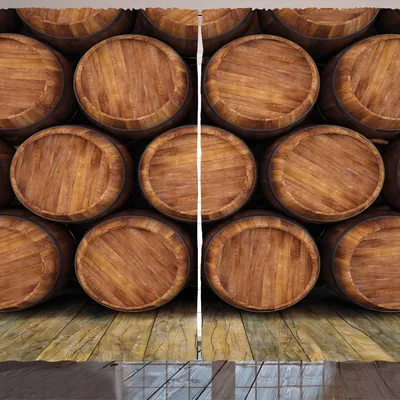 Produktbild von ARANDE Wein Gardine, Wand des hölzernen Fass-Wein-Stapel-Speicher-Gallonen-antiken Weinlese-Behälter-rustikalen Designs, 280 x 225 cm, Braun