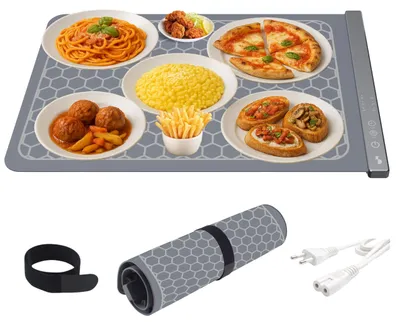 Warmhaltematte Silikon 57x40 cm 350W 3 Temperaturen Timer Touch