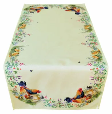 Produktbild von Tischdecke Tischläufer Druck Hahn Henne Ostern Frühling 40 x 90 cm
