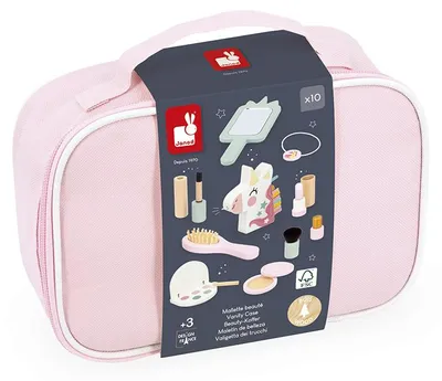Produktbild von Janod Unicorn - Beautycase mit Holz-Make-up-Zubehör für Kinder