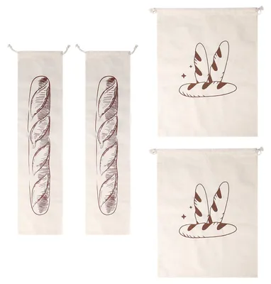 Produktbild von 4er Set Leinen Brottaschen wiederverwendbar für Brotaufbewahrung und Baguette