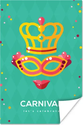 Produktbild von MuchoWow® Poster "Karneval" auf grünem Hintergrund 120x180 cm - Kunstposter