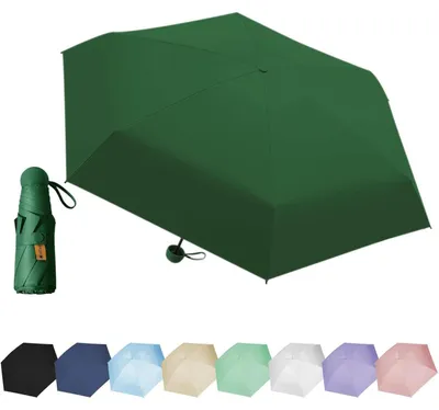 Immagine prodotto di Mini ombrello a sei stecche, protezione UV, protezione solare, verde scuro