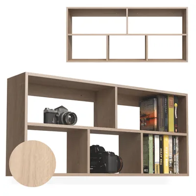 Produktbild von Bücherregal - Wandregal - Hängeregal - Schweberegal - Würfelregal 110x50x20,4 cm Regal schmal - Deko Wohnzimmer Regal Sonoma Eiche Pflanzenregal FTS 7