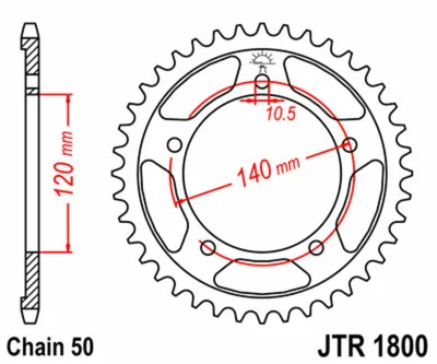 Obrázek produktu pro JTSPROCKETS řetězové kolo JTR1800.42 zadní z uhlíkové oceli