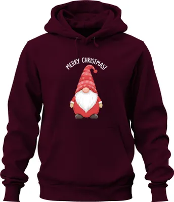 Zdjęcie produktu dla Wesołych Świąt! Świąteczna bluza z kapturem Uni Gnome Christmas Snowflakes, bordowy, 3XL