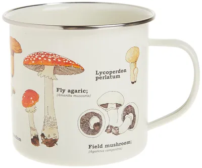 Emaille-Mok mit Pilzmotiv, 500 ml, 1 Stück