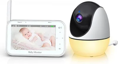 Obrázok produktu pre ABM200S HD detská opatrovateľka s 4,3-palcovým monitorom, PTZ kamerou, infračerveným nočným videním, 2-cestným zvukom, 8 uspávankami, monitorovaním dieťaťa, EU zástrčkou