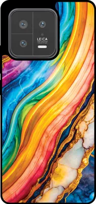Produktbild von Smartphonica Telefon Fall geeignet für Xiaomi 13 mit Regenbogen Gold Marmor Print - TPU Backcover Fall Regenbogen Gold Marmor Design