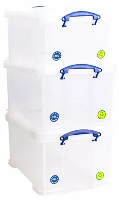 Produktbild von 3 x 48 Liter - Transparente Aufbewahrungsboxen zur Organisation