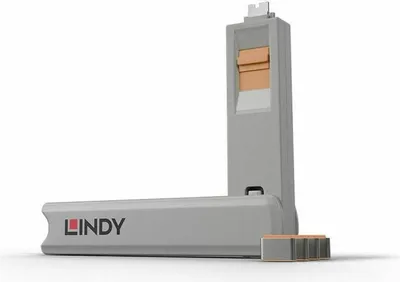 Image de Lindy USB Type C Port Blocker Key - Pack de 4 bloqueurs, Orange
