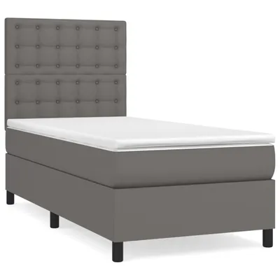 Produktbild von vidaXL Boxspringbett mit Matratze Grau 90x190 cm Kunstleder