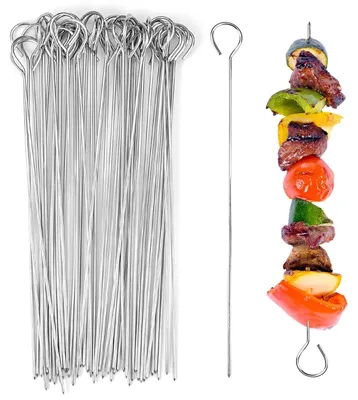Immagine prodotto di 50 spiedini per barbecue, in acciaio inossidabile, lunghezza 20 cm