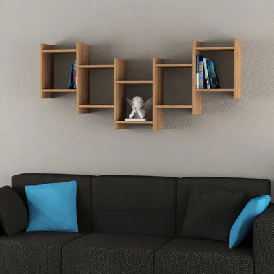 Image de DECORTIE Bat Étagère murale flottante moderne, chêne 151 x 20 x 64 cm