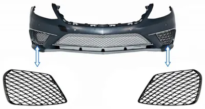 Image de Grille de pare-chocs latéral pour Mercedes Classe S W222, style S63, finition noir brillant.