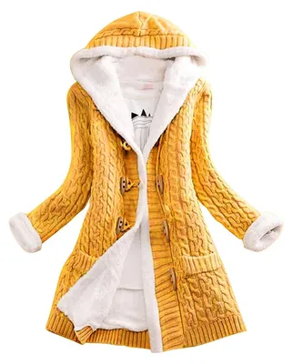 Produktbild von Locker gestrickter, dicker Cardigan mit Kapuze