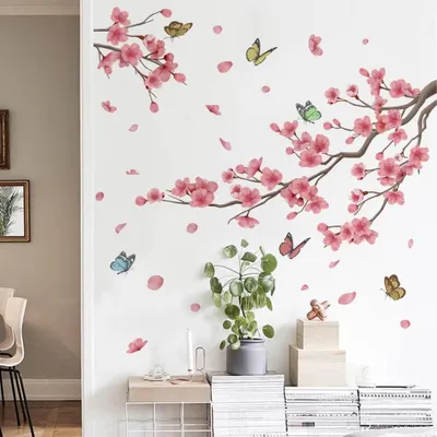 Immagine prodotto di Adesivi murali a forma di fiori rosa - Decorazioni per pareti per soggiorno - Decorazioni per pareti per camera da letto - Decorazioni per pareti per cameretta - Adesivi murali per bambini - Facili da applicare