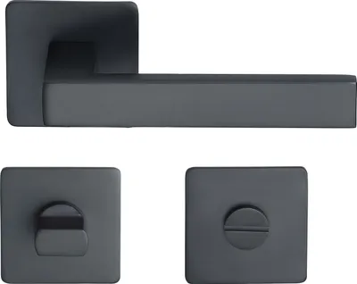 Produktbild von Trento Fenstergriff MeinTürgriff Flachrosette schwarz Türdrücker eckig BB PZ WC