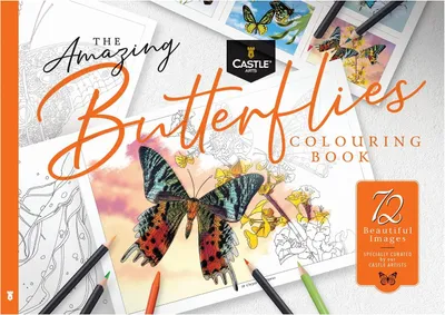 Productafbeelding van Art Supplies Vlinder-kleurboek, 72 fascinerende vlinderillustraties van kunstenaars samengesteld met kleurenreferentiegids, geen doorschijnend