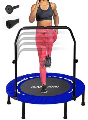 Productafbeelding van Opvouwbare mini-trampoline voor fitness, met handgreep, blauw, 101,6 cm