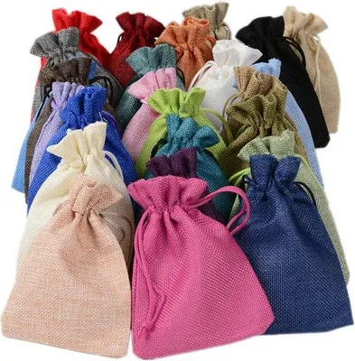 Image de Lot de 20 sacs en jute, 20 x 30 cm, sacs à provisions polyvalents en coton