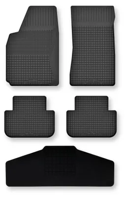 Productafbeelding van Rubberen automatten + tunnelmat voor SsangYong Rexton I 2001-2006 (SUV) – 5-delig, zwart, op maat – Wielganizator Semi-Universal