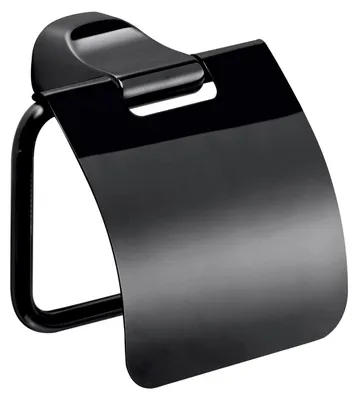 Toiletpapierhalter abgedeckt, schwarz, Edelstahl, 12x13,7x5,3 cm