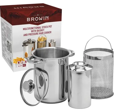 Obrázek produktu pro Multifunkční hrnec Browin s košíkem a vařičem na šunku