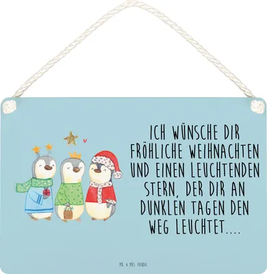 Produktbild von Mr. & Mrs. Panda Schild Winterzeit Heilige drei Könige DIN A5 - Eisblau - Geschenk, Heiligabend, kleine aufmerksamkeit, Holzschild, Weihnachten, Türschild, Winter